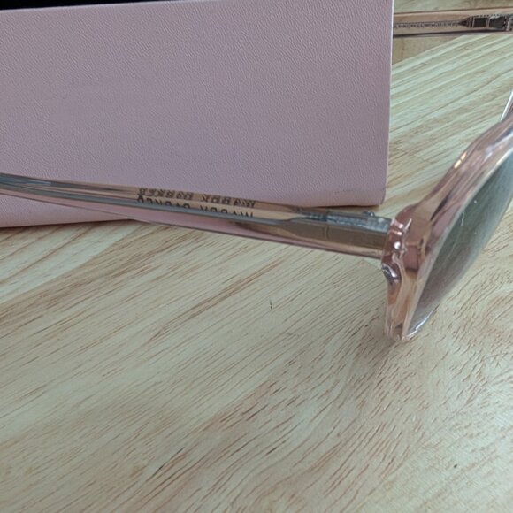 Warby Parker Nancy Sunglasses – Polished Crystal Pink with Gradient Lenses + Cas